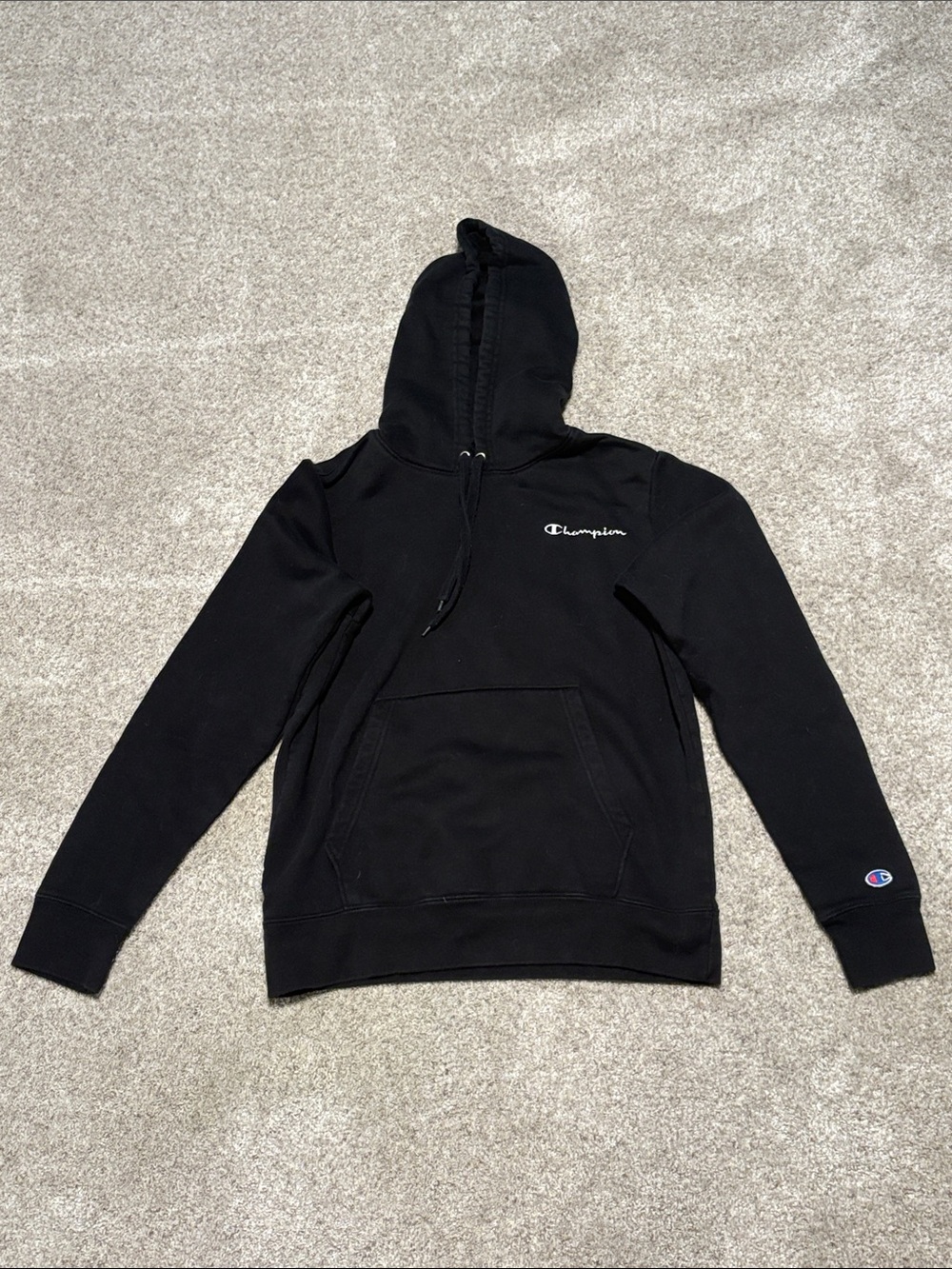 Champion Black Crewneck Hoodie with Script Logo